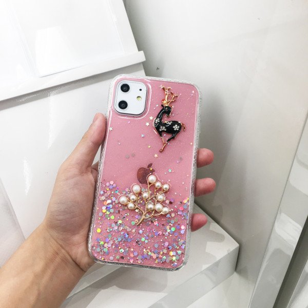 Wholesale iPhone 11 Pro Max (6.5in) 3D Deer Crystal Diamond Shiny Case (Pink)